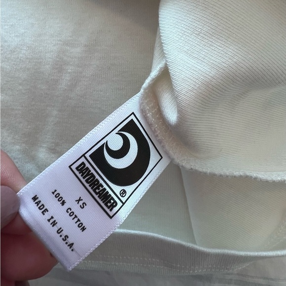 NWT Daydreamer REVOLVE Cotton Tee Women's White Baseball T Shirt "Hi frequency" - Picture 15 of 16